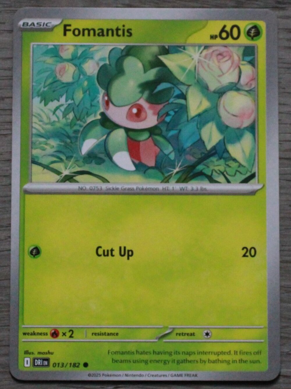Pokemon "Fomantis" Trading/Playing Card
